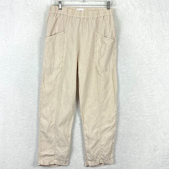 MATE the Label Pants - Mate The Label Willow Pull On Pants Women S Beige Crop Linen Preppy Resort USA